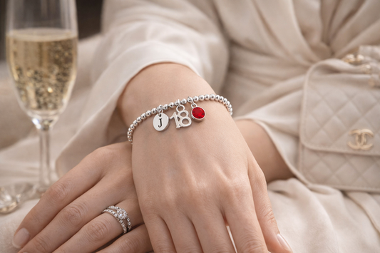 8th birthday charm bracelet with initial charm