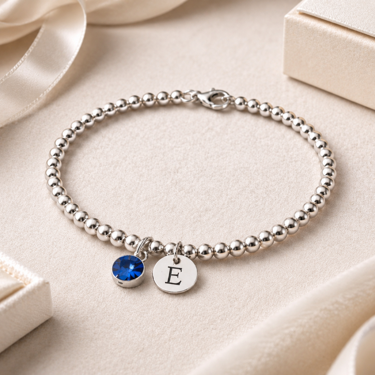 Personalised Silver Initial & Birthstone Bracelet for Women – Meaningful Gift | My Letter, My Stone™