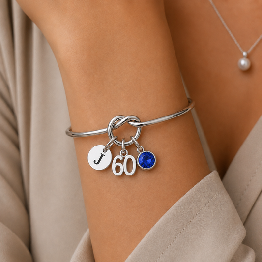 60th Birthday Gift for Women – Personalised Knot Bracelet Gift for Her