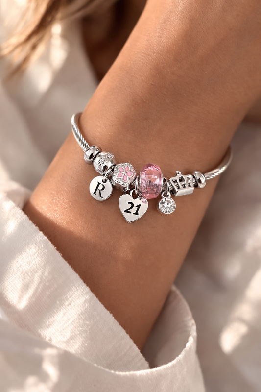 21 charm silver bracelet milestone 21st birthday gift