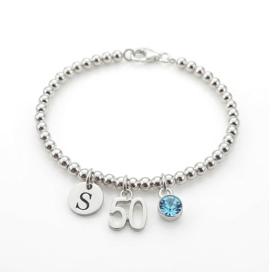 50th birthday bracelet for women gift idea silver  jewellery