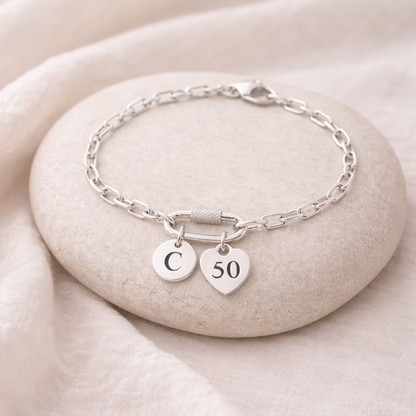 50th birthday keepsake bracelet worn on wrist, elegant chain bracelet for women milestone gift
