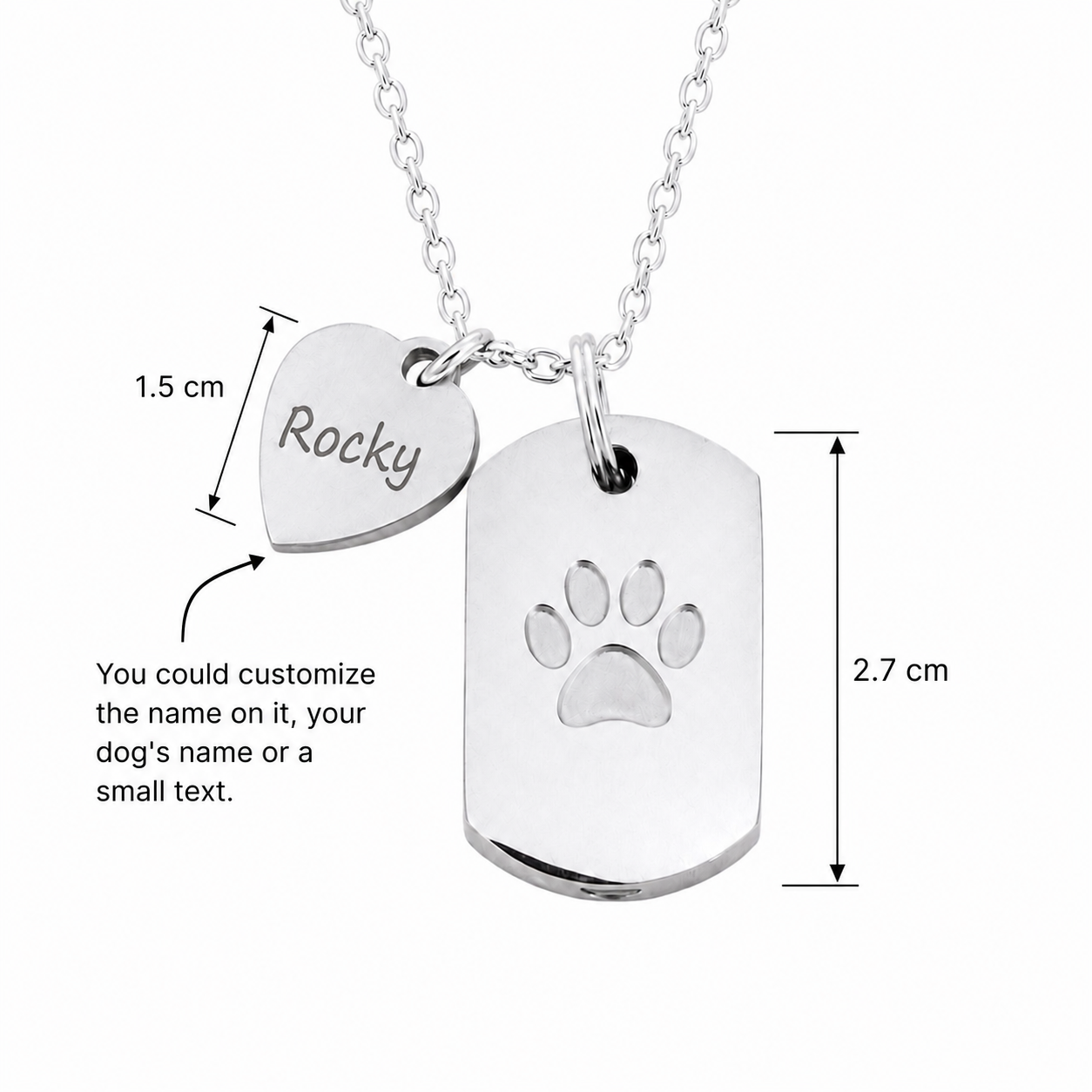 Personalized Dog Ashes Memorial Necklace – Engraved Pet Keepsake Pendant with Name Charm