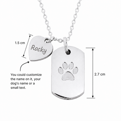 Personalized Dog Ashes Memorial Necklace – Engraved Pet Keepsake Pendant with Name Charm