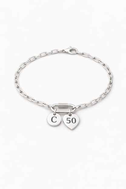 Close-up of elegant chain bracelet clasp, meaningful 50th birthday keepsake jewelry for her