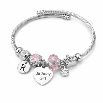 Custom initial charm bracelet for girls birthday jewelry gift