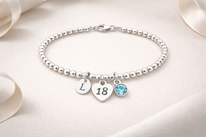 Elegant personalised 18th birthday keepsake bracelet