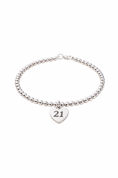 Meaningful 21st birthday bracelet, minimalist silver design