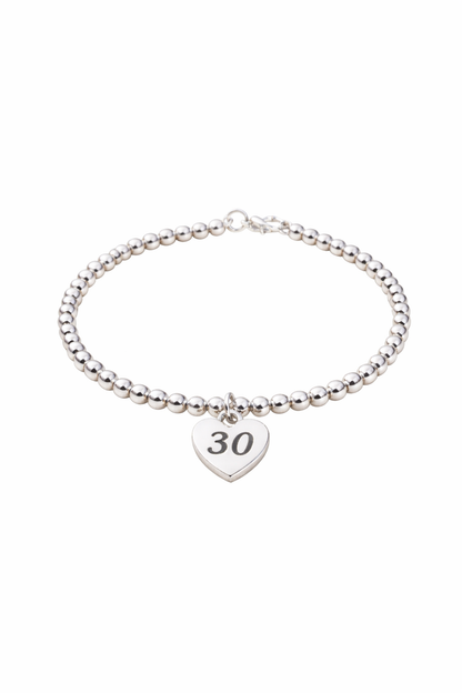 Meaningful 30th birthday bracelet, minimalist silver design