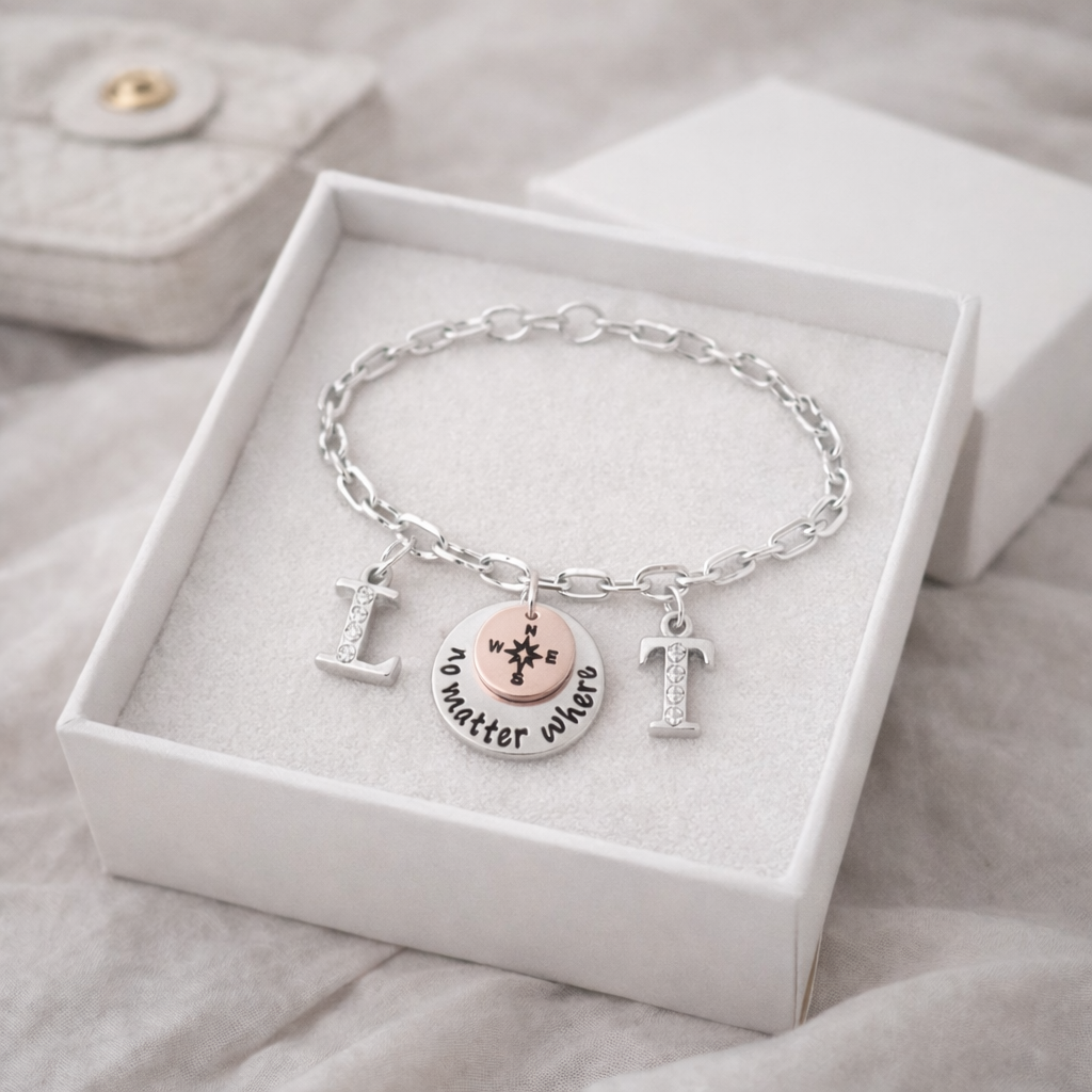 No matter where sister compass bracelet