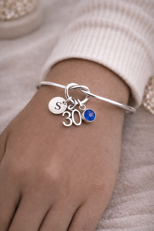Personalised 30th Birthday Knot  Bracelet for Women