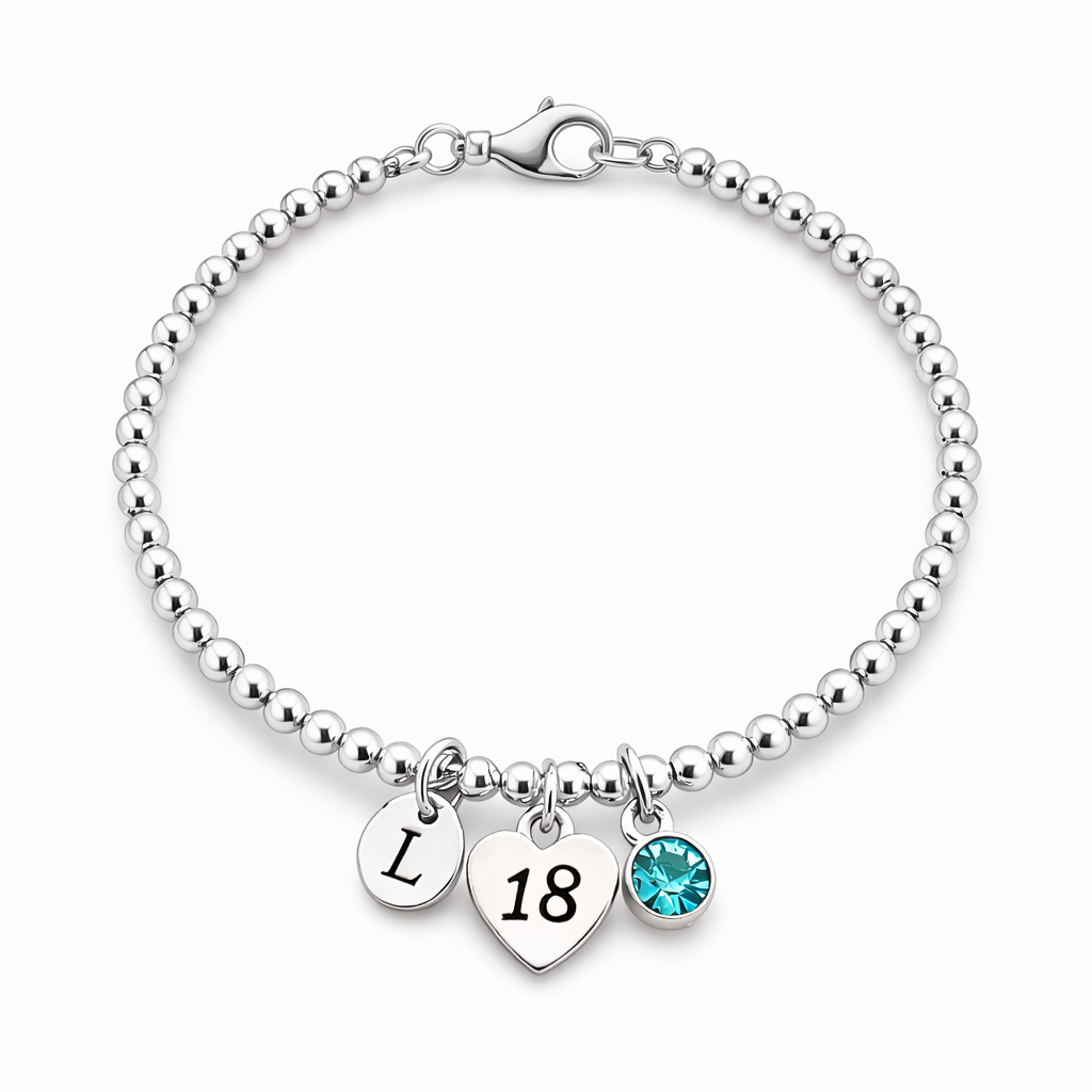 Personalised birthstone bracelet for 18th birthday gift