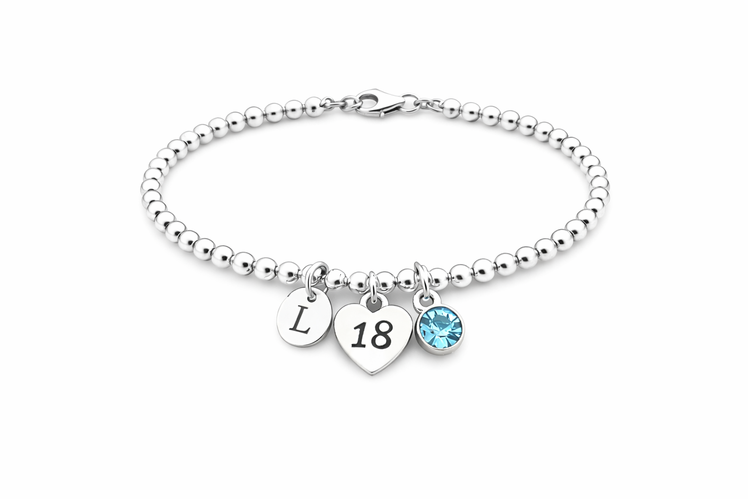 Silver 18th birthday milestone bracelet gift for her
