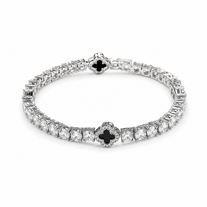 Three clover 925 sterling silver CZ tennis bracelet