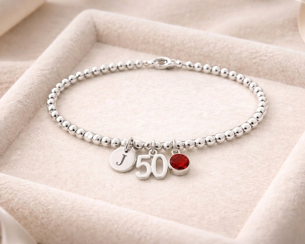 gift for women 50th birthday bracelet close up