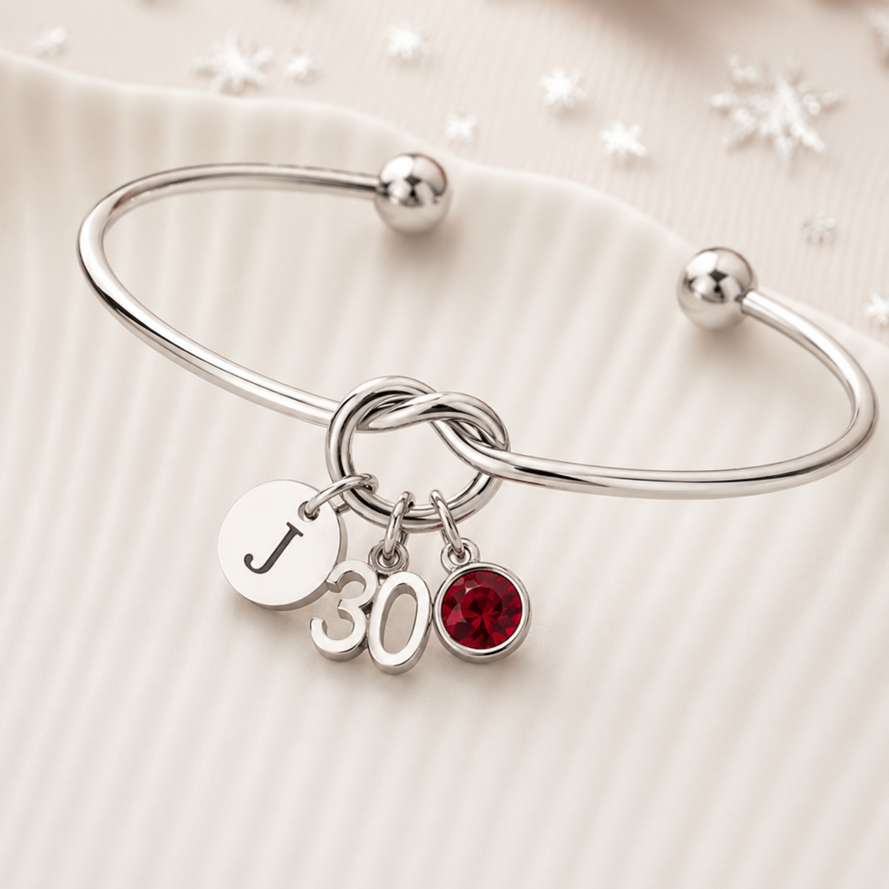 30th Birthday Bracelet for Women – Personalised Silver Gift with Initial & Birthstone
