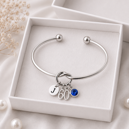 60th Birthday Gift for Women – Personalised Knot Bracelet Gift for Her