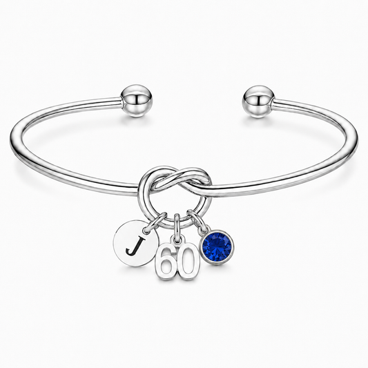 60th Birthday Gift for Women – Personalised Knot Bracelet Gift for Her