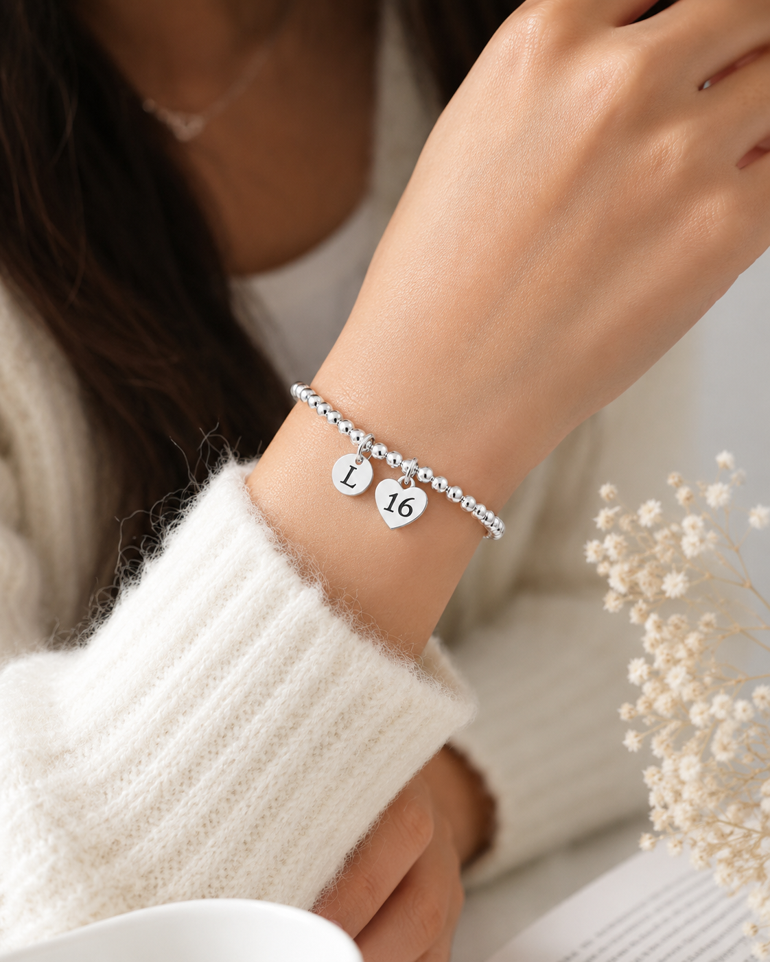 16th Birthday Gift for Girl – Personalised Sweet 16 Charm Bracelet