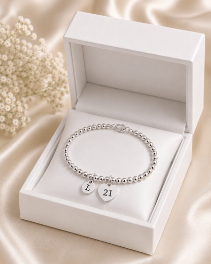 21st Birthday Gift for Her – Personalised Silver Bracelet for Women