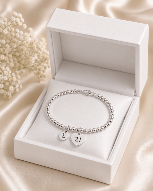 21st Birthday Gift for Her – Personalised Silver Bracelet for Women
