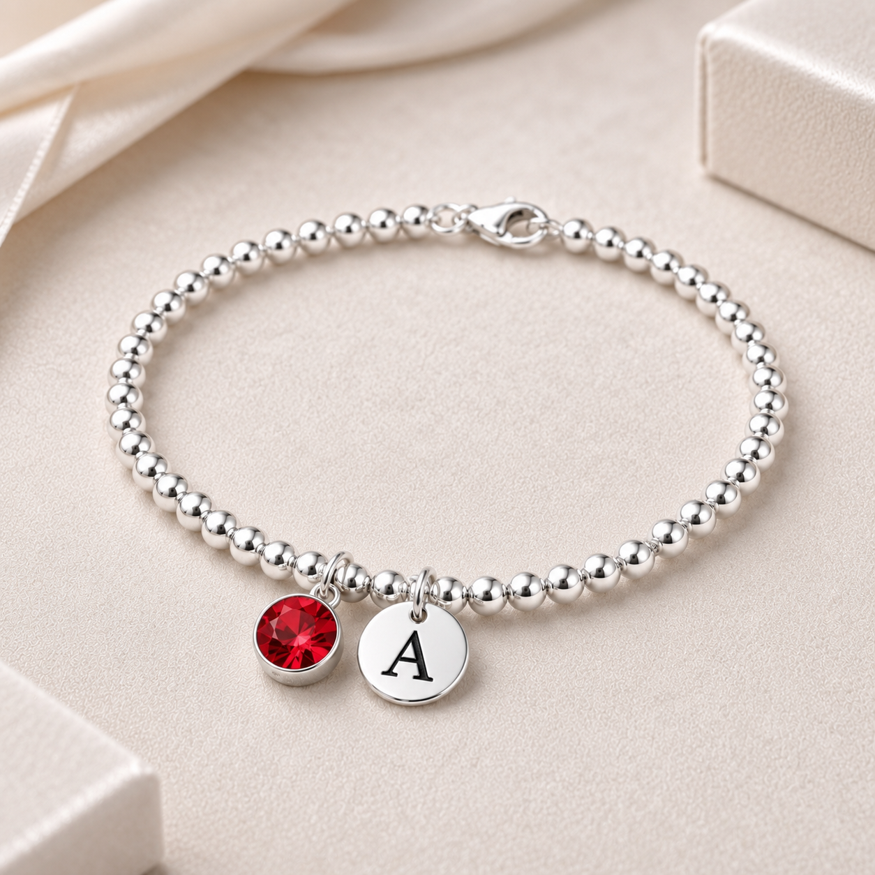 Personalised Silver Initial & Birthstone Bracelet for Women – Meaningful Gift | My Letter, My Stone™
