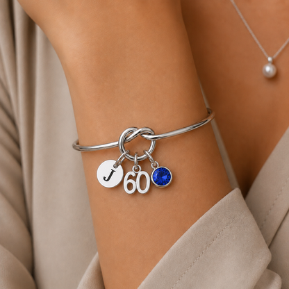 60th Birthday Gift for Women – Personalised Knot Bracelet Gift for Her