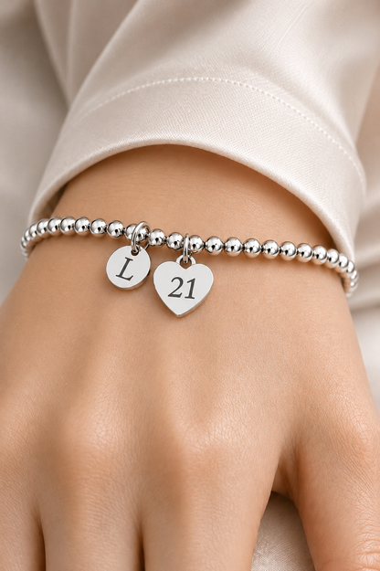 21st Birthday Gift for Her – Personalised Silver Bracelet for Women