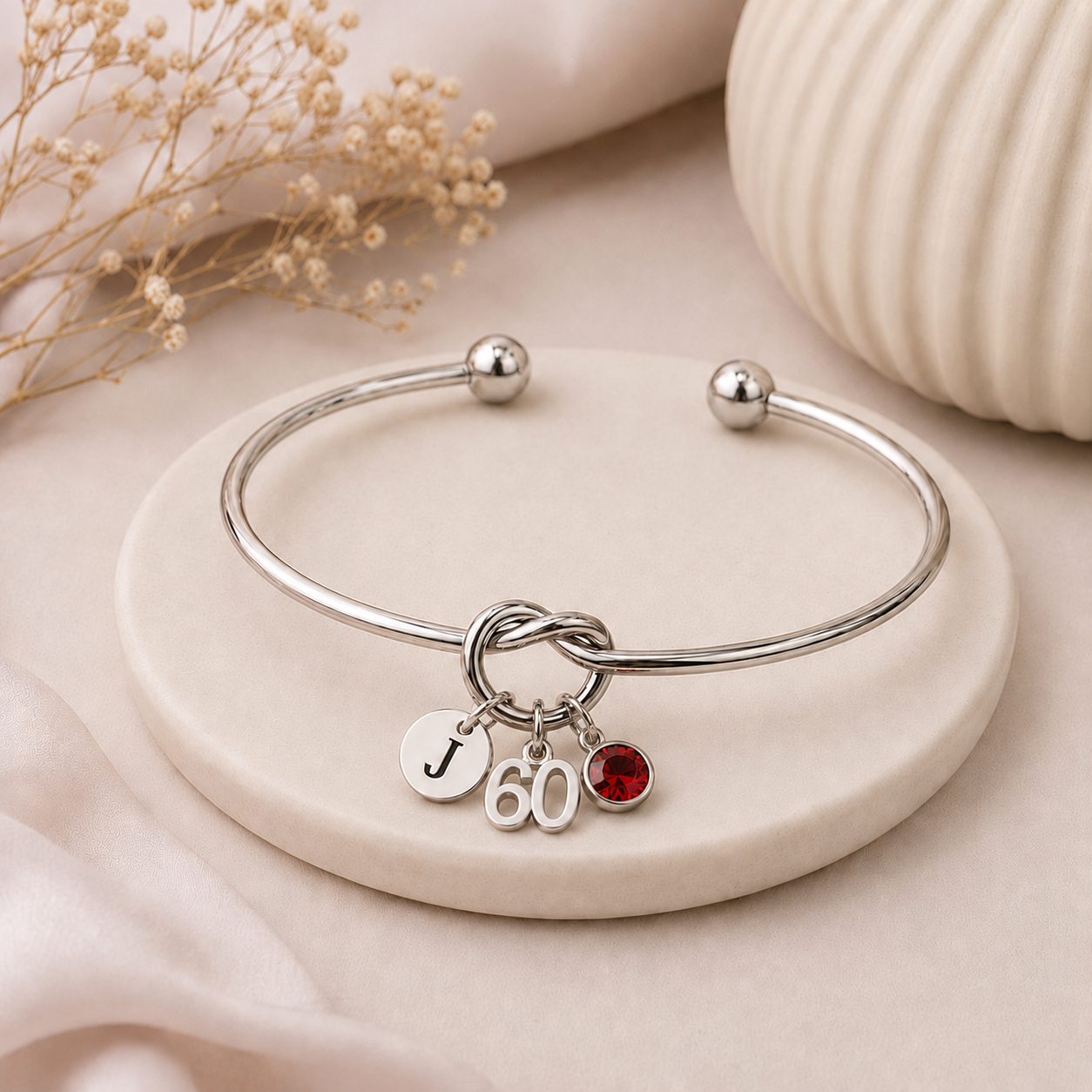 60th Birthday Gift for Women – Personalised Knot Bracelet Gift for Her