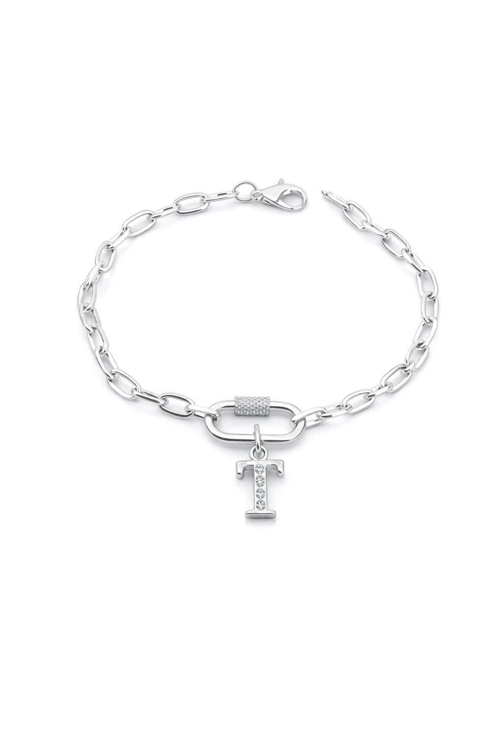 Silver chain bracelet with LETTER CHARM