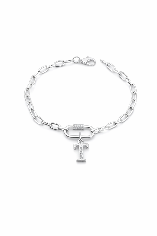 Silver chain bracelet with LETTER CHARM